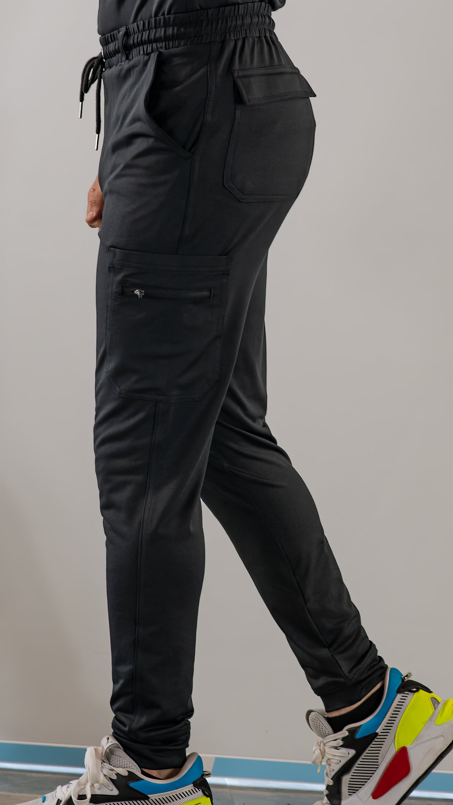 Men's Scrub Jogger Pants 901 Black Super Stretch