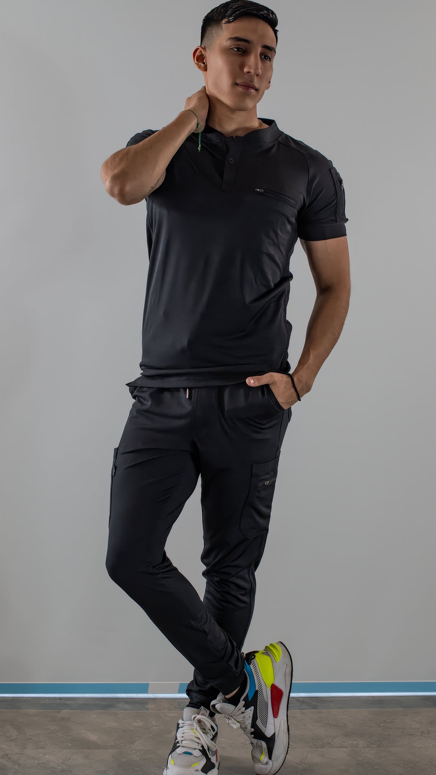 Men's Scrub Jogger Pants 901 Black Super Stretch