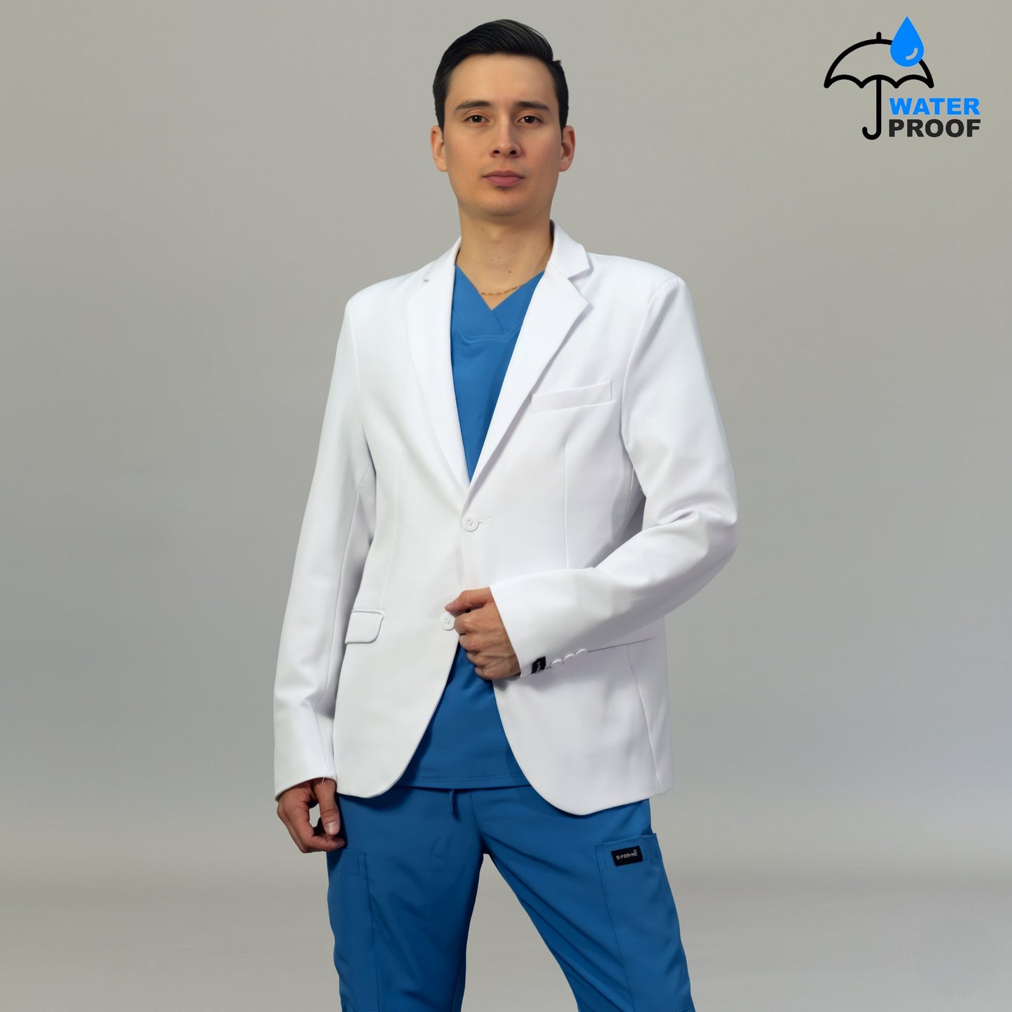 white scrub top