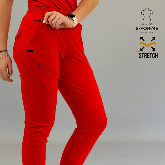 red scrub pants for women