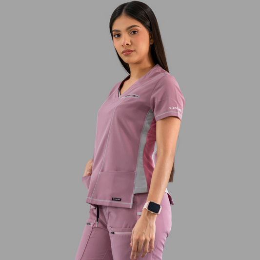 Women’s 301 Top Rosewood/Pearl Gray Stretch Sides, Scrubs 301