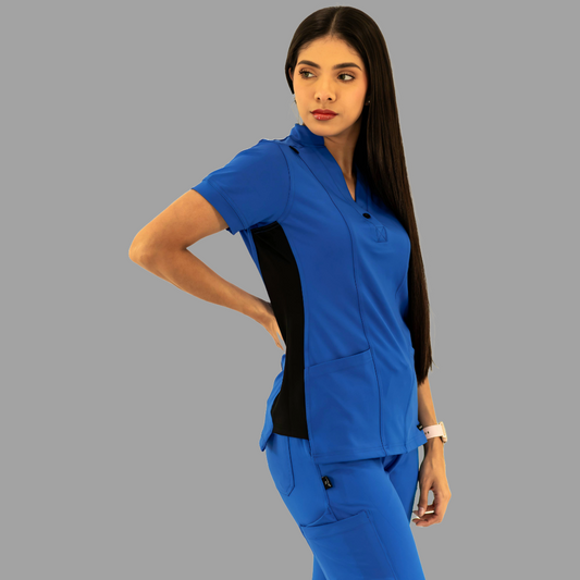 Women's Top 930 Royal Blue - Black Super Stretch, Scrubs 930