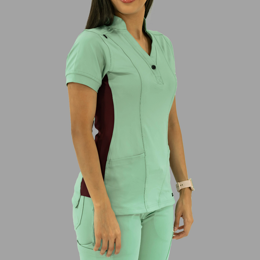Women's Top 930 Brook Green/Maroon Super Stretch, Scrubs 930
