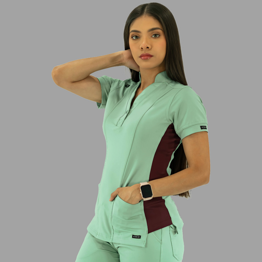 Women's Top 930 Brook Green/Maroon Super Stretch, Scrubs 930