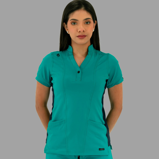 Women's Top 930 Teal Green/Navy Super Stretch, Scrubs 930