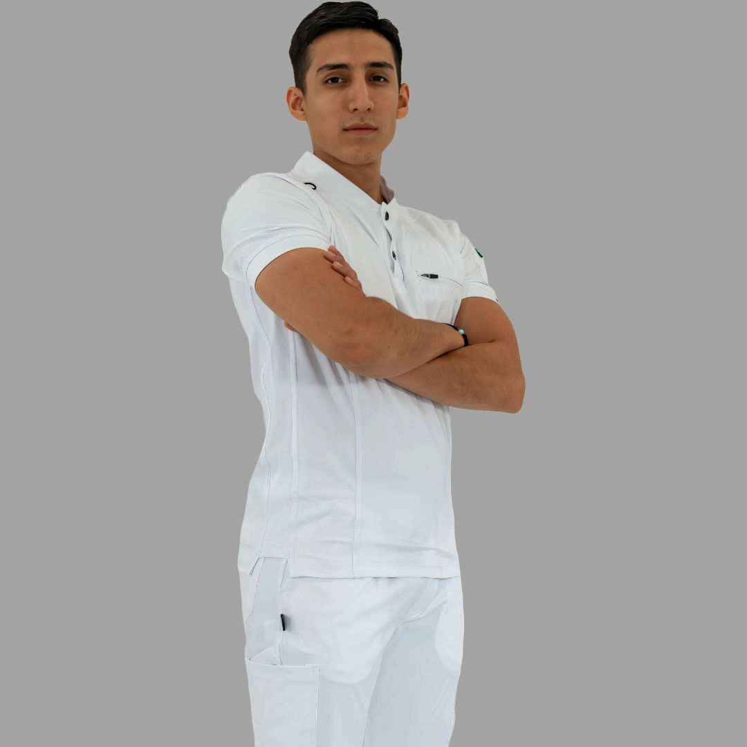 Men's Top 930 White Super Stretch, Scrubs 930