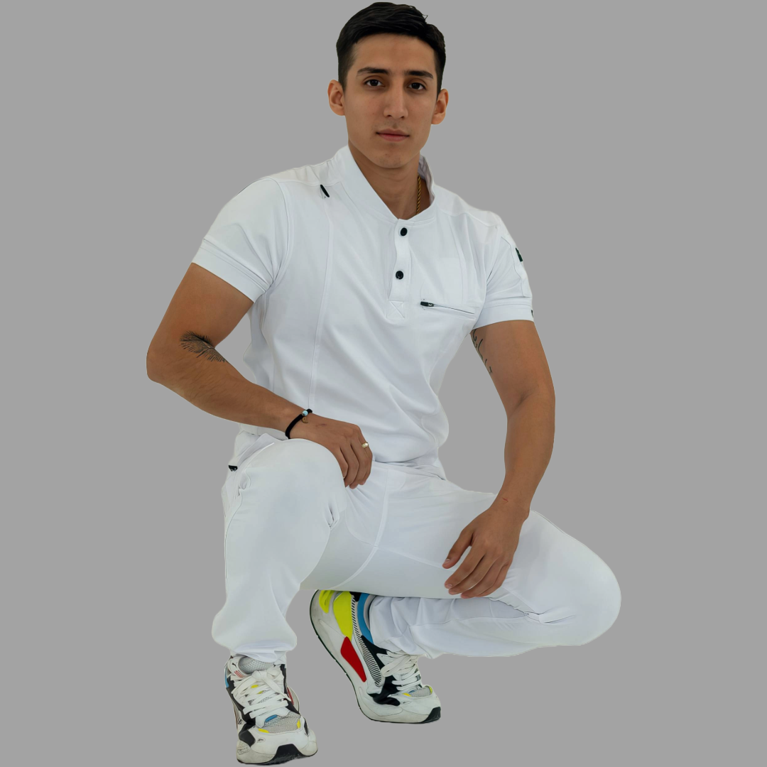 Men's Top 930 White Super Stretch, Scrubs 930
