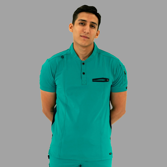 Men's Top 930 Teal Green - Navy Super Stretch, Scrubs 930