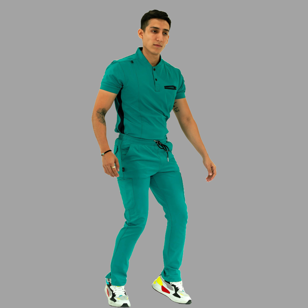 Men's Top 930 Teal Green - Navy Super Stretch, Scrubs 930