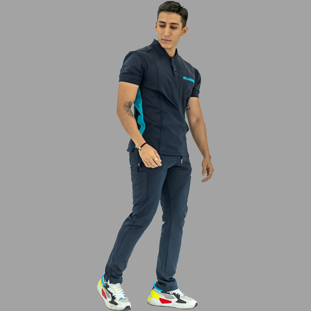 Men's Top 930 Navy-Green Super Stretch, Scrubs 930
