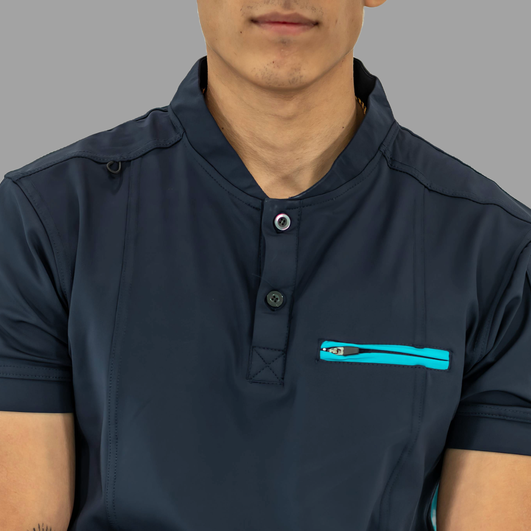 Men's Top 930 Navy-Green Super Stretch, Scrubs 930