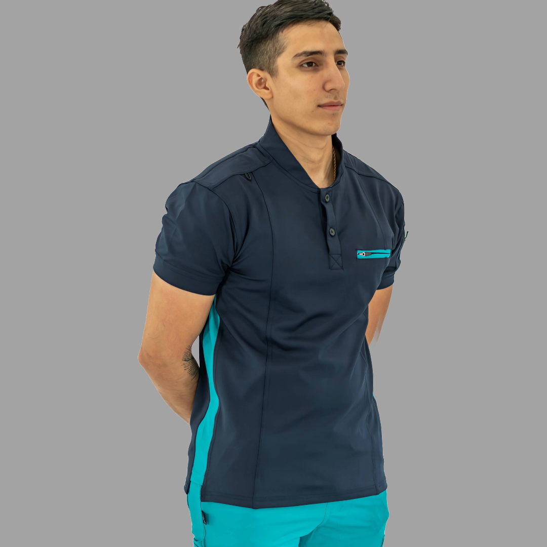 Men's Top 930 Navy-Green Super Stretch, Scrubs 930