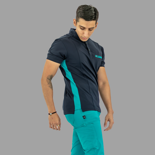 Men's Top 930 Navy-Green Super Stretch, Scrubs 930