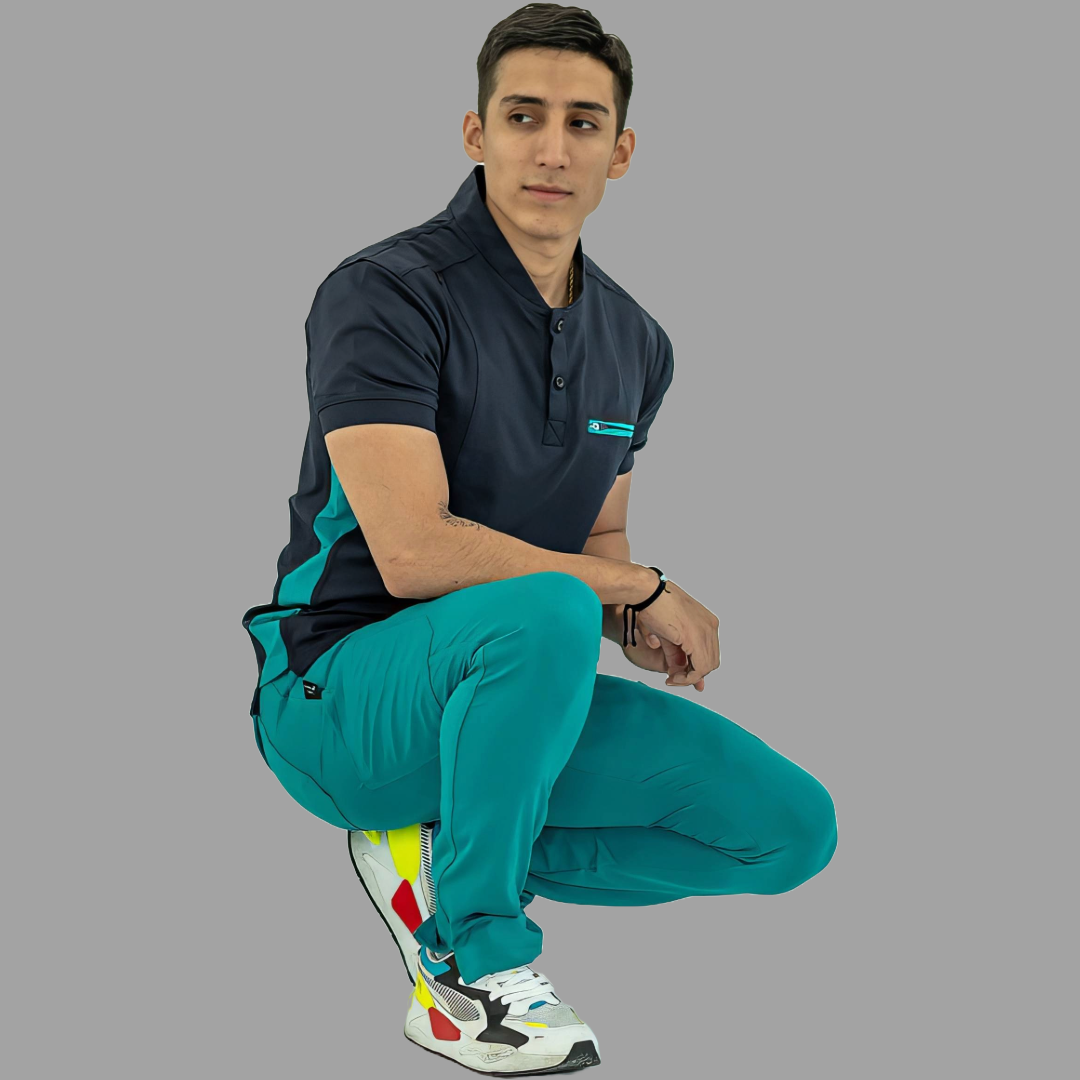 Men's Top 930 Navy-Green Super Stretch, Scrubs 930