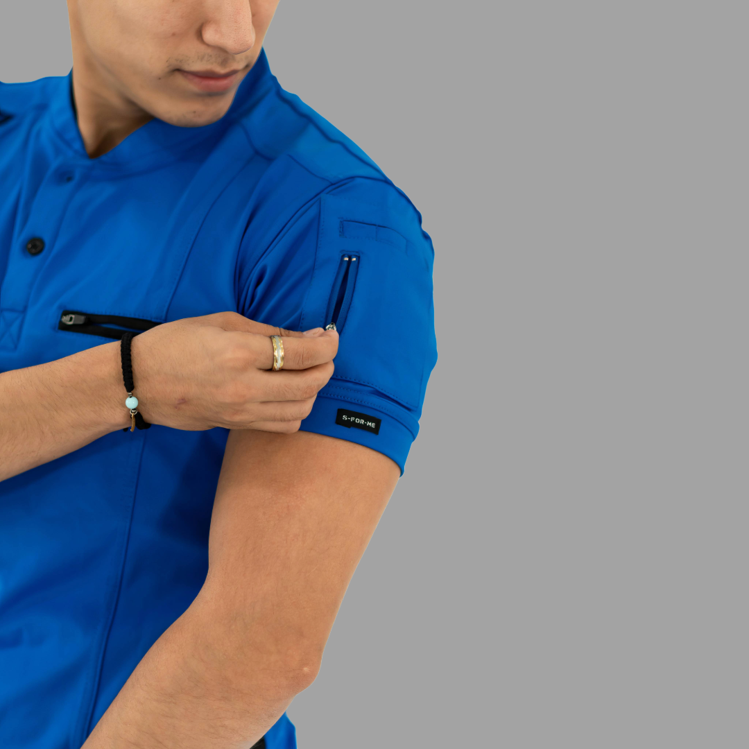 Men's Top 930 Royal Blue - Black Super Stretch, Scrubs 930