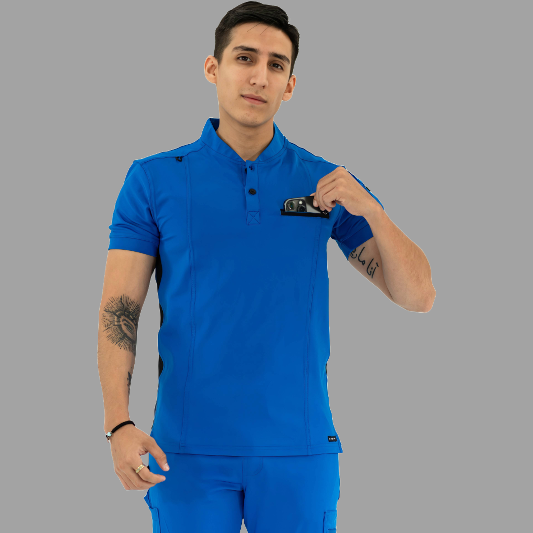 Men's Top 930 Royal Blue - Black Super Stretch, Scrubs 930