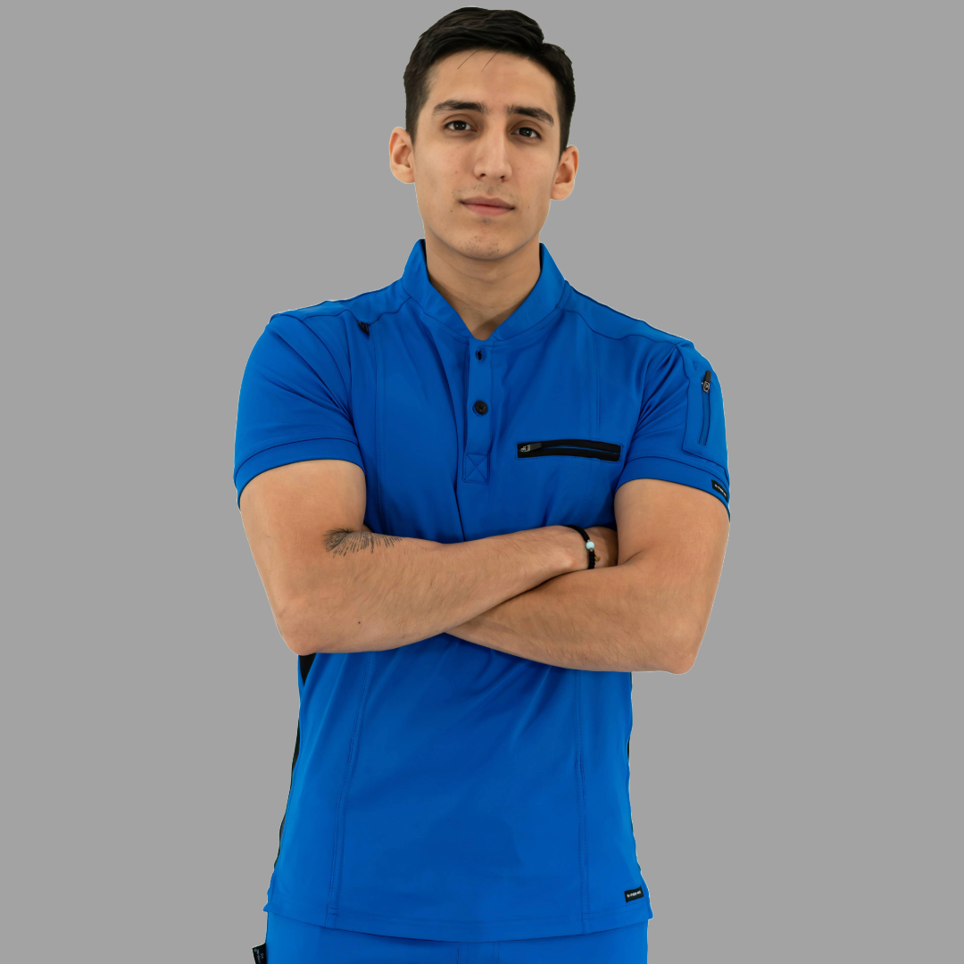 Men's Top 930 Royal Blue - Black Super Stretch, Scrubs 930