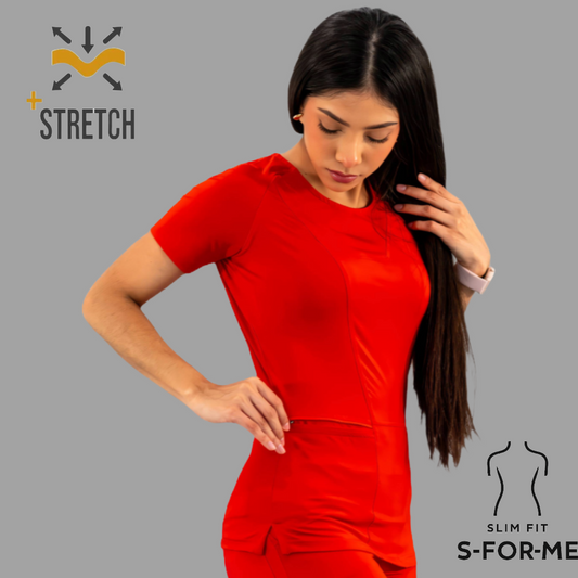 Women's Top 901 Red, Super Stretch Scrubs