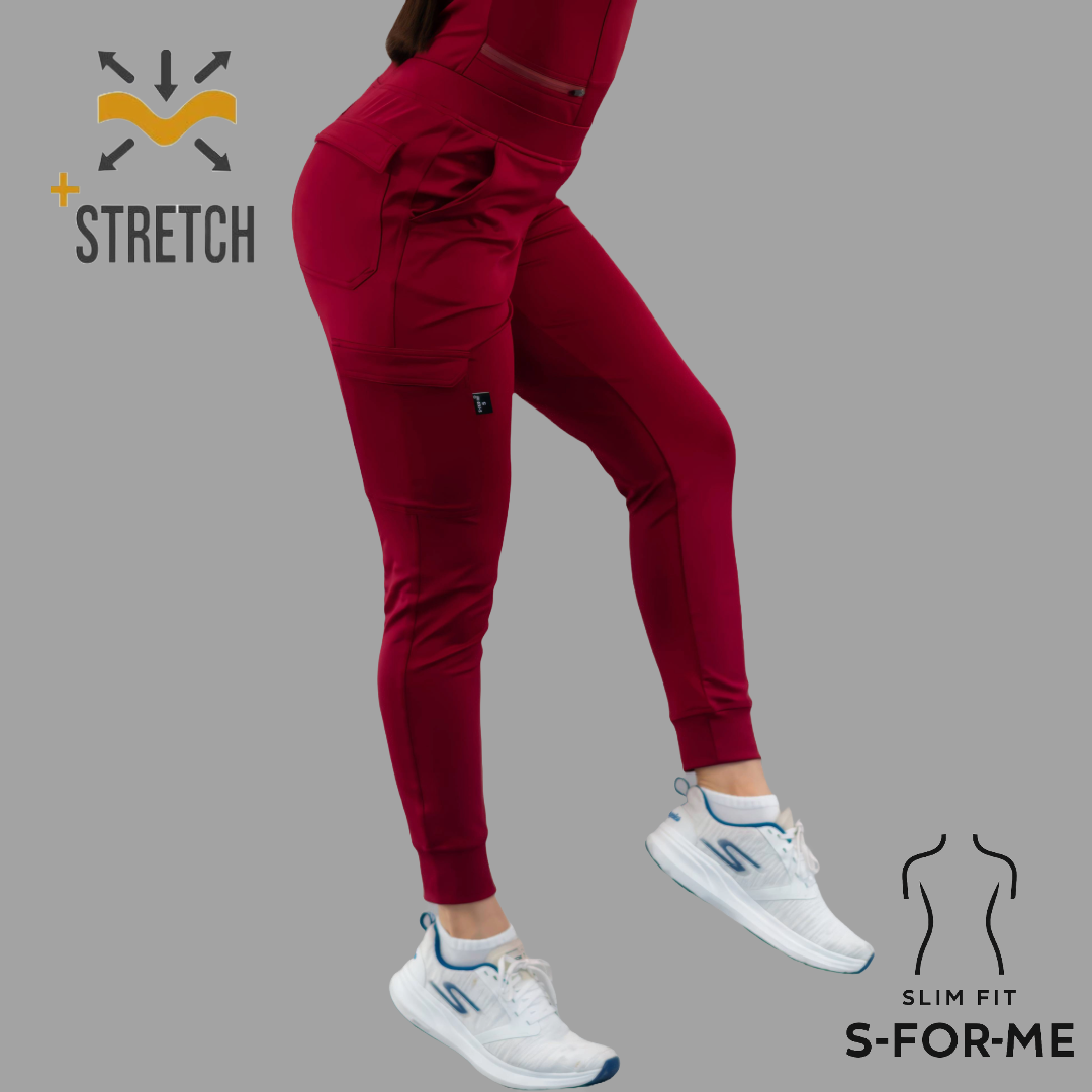 Women's Jogger Pants 901 Burgundy, Super Stretch Scrubs