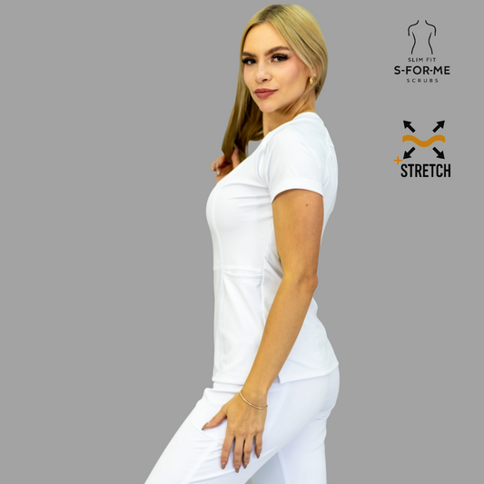 Women's Top 902 White Super Stretch Scrubs