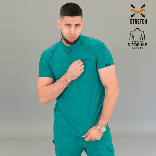 Men's Scrub Top 901 Teal Blue, Super Stretch