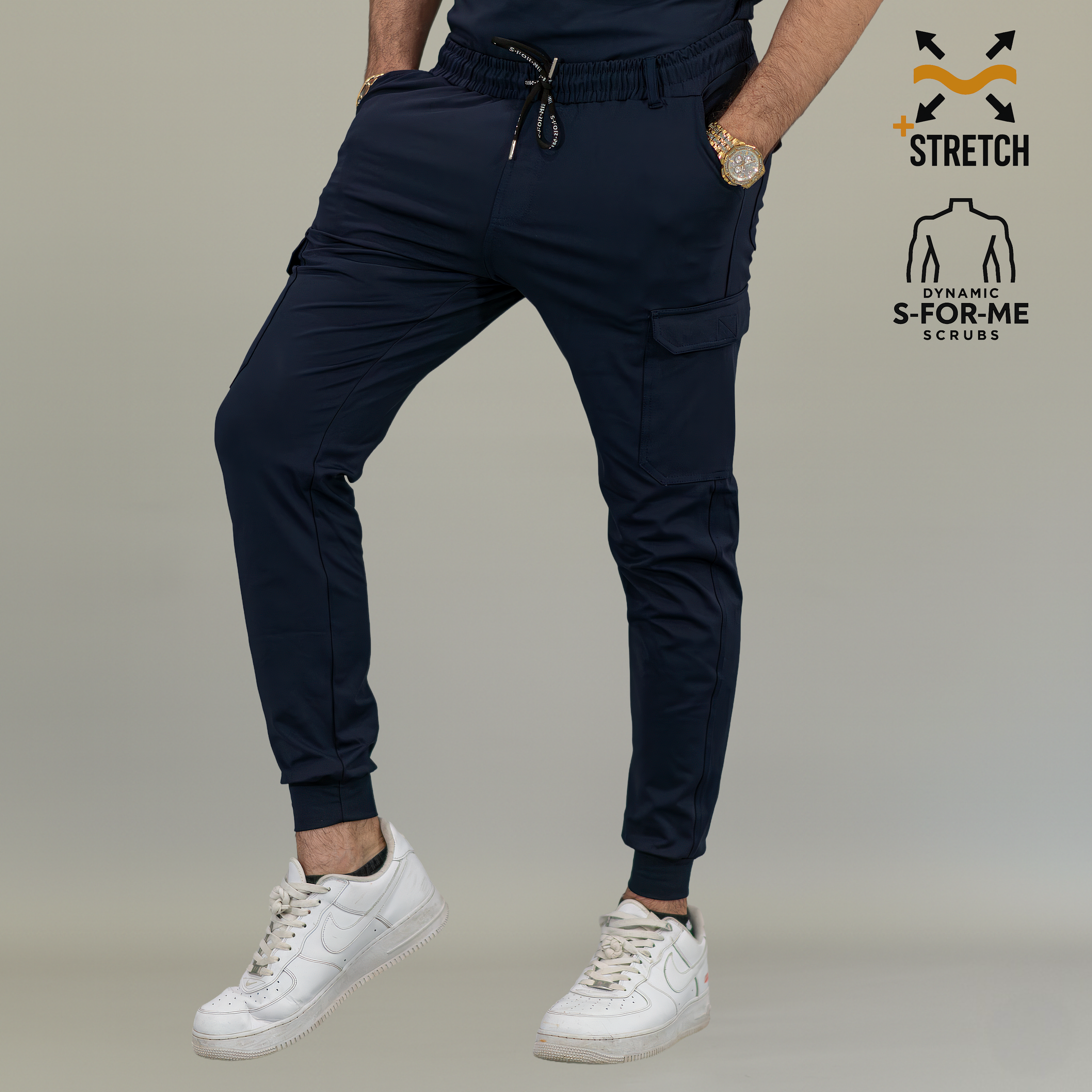 Men's Jogger Pants 901 Navy Blue Super Stretch, Scrubs 901 – S-FOR
