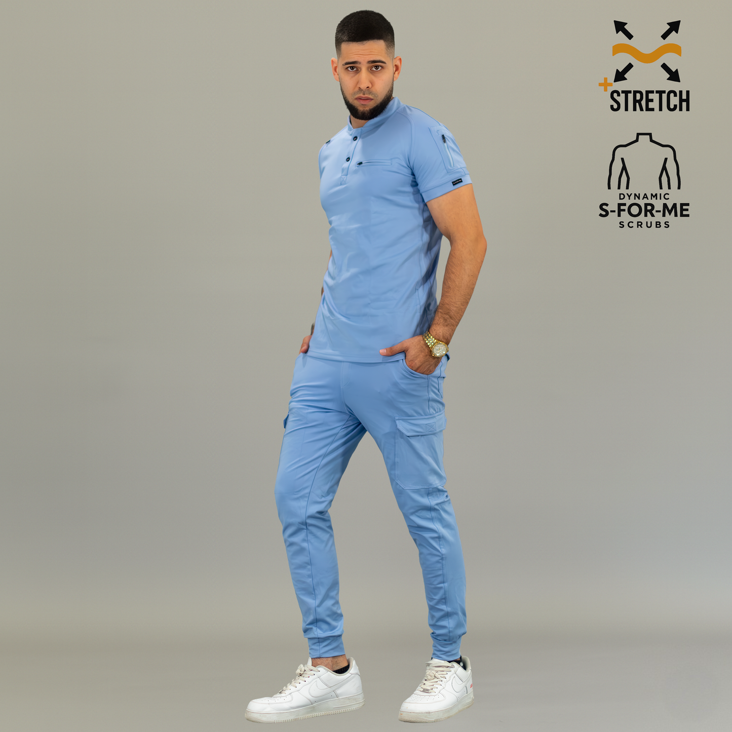 Men's Top 901 Sky Blue Super Stretch, Scrubs 901