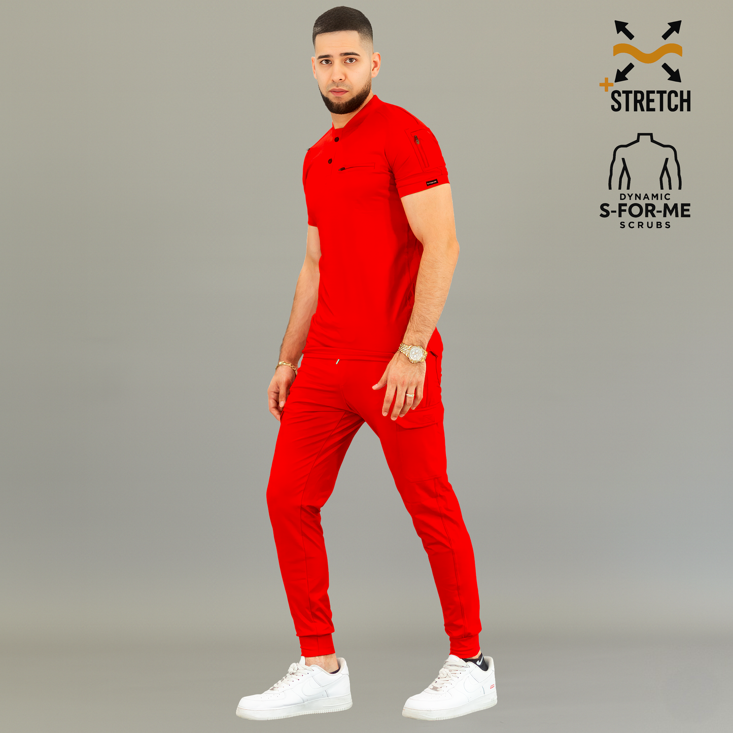 Men's Top 901 Red Super Stretch, Scrubs 901