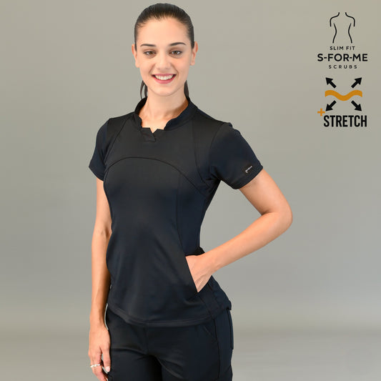 Women's Top 910 Black, Super Stretch Scrubs