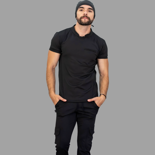 Men's Top 910 Black Super Stretch, Scrubs 910