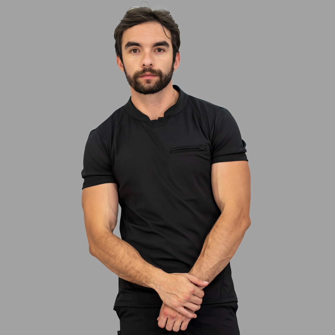 Men's Top 910 Black Super Stretch, Scrubs 910