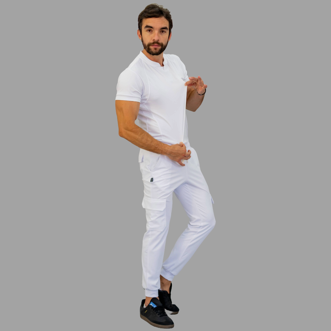 Men's Top 910 White Super Stretch, Scrubs 910