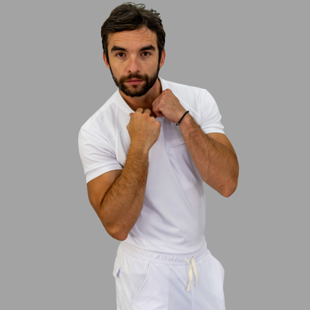Men's Top 910 White Super Stretch, Scrubs 910