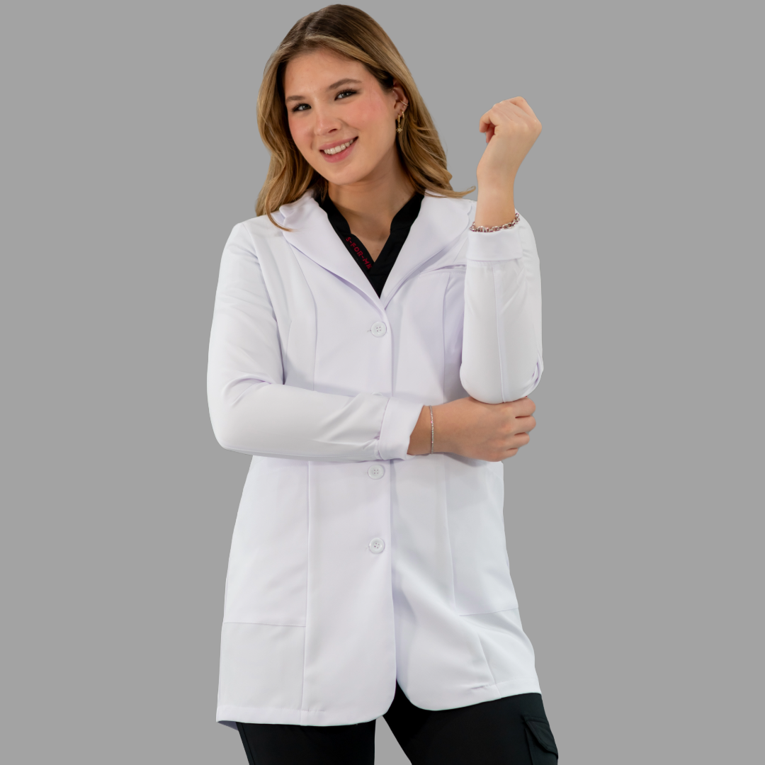 Contoured Fit Pure White Waterproof Women's Lab Coat