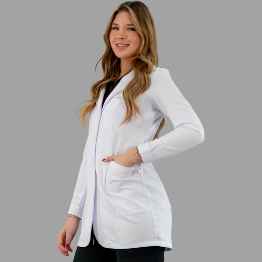 Contoured Fit Pure White Waterproof Women's Lab Coat