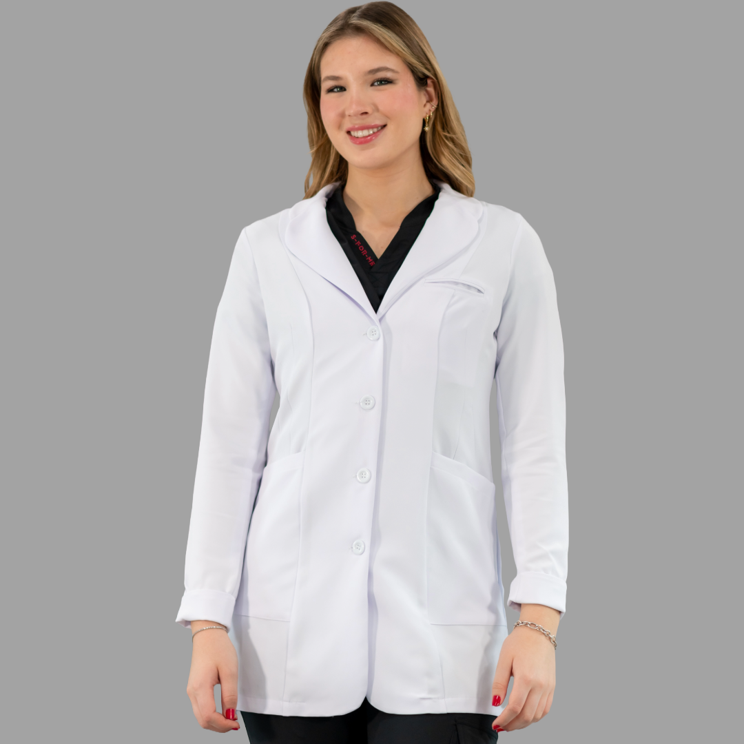 Contoured Fit Pure White Waterproof Women's Lab Coat