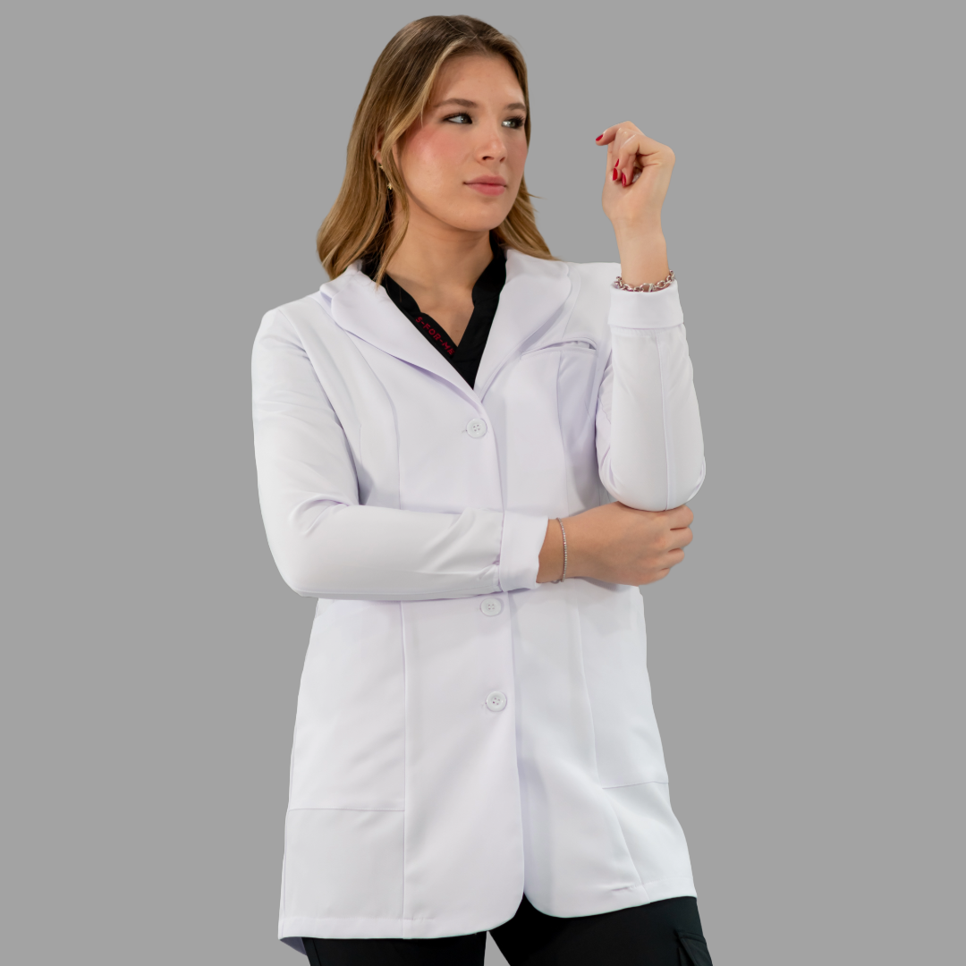 Contoured Fit Pure White Waterproof Women's Lab Coat