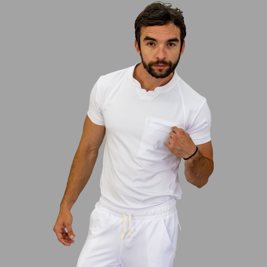Men's Top 910 White Super Stretch, Scrubs 910