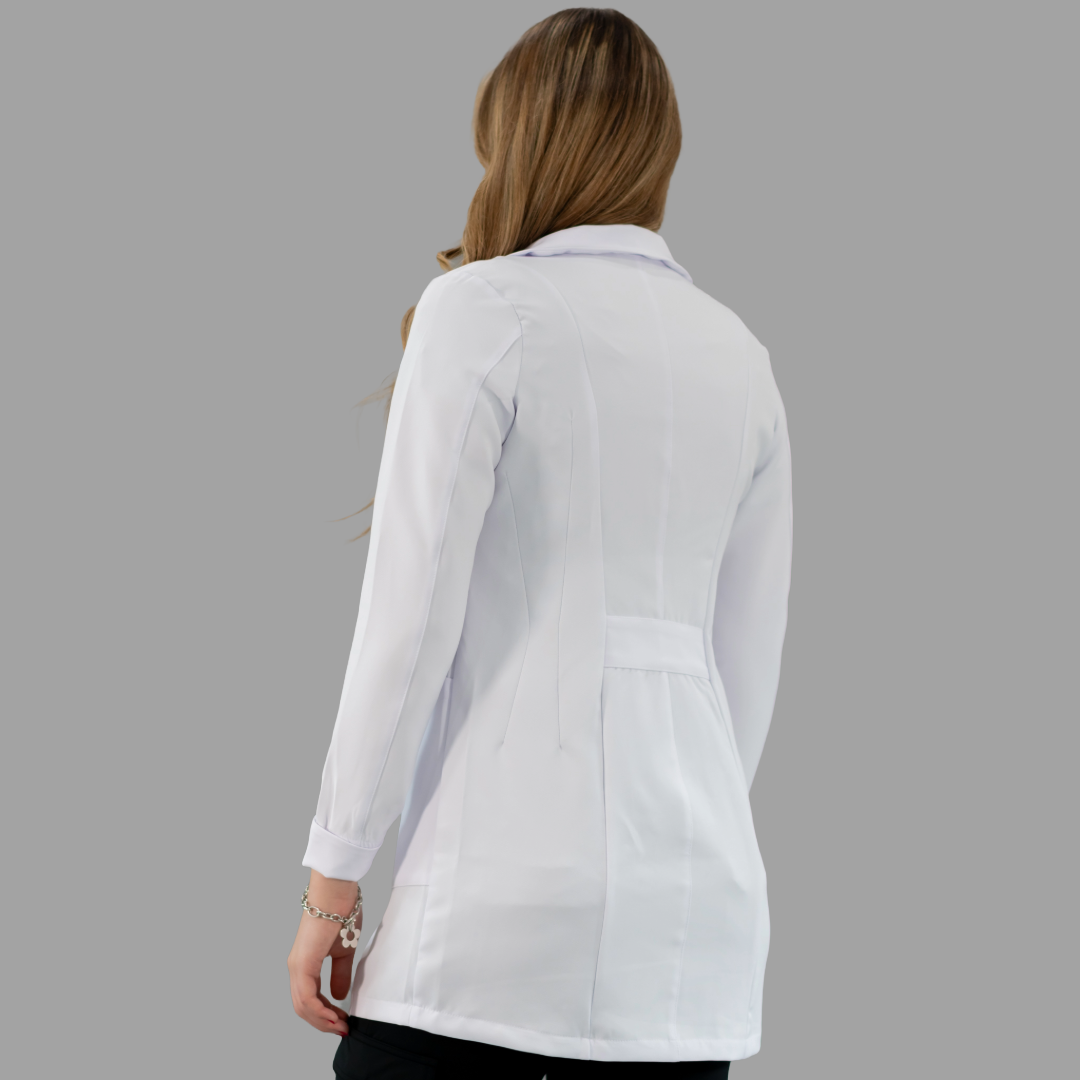 Contoured Fit Pure White Waterproof Women's Lab Coat