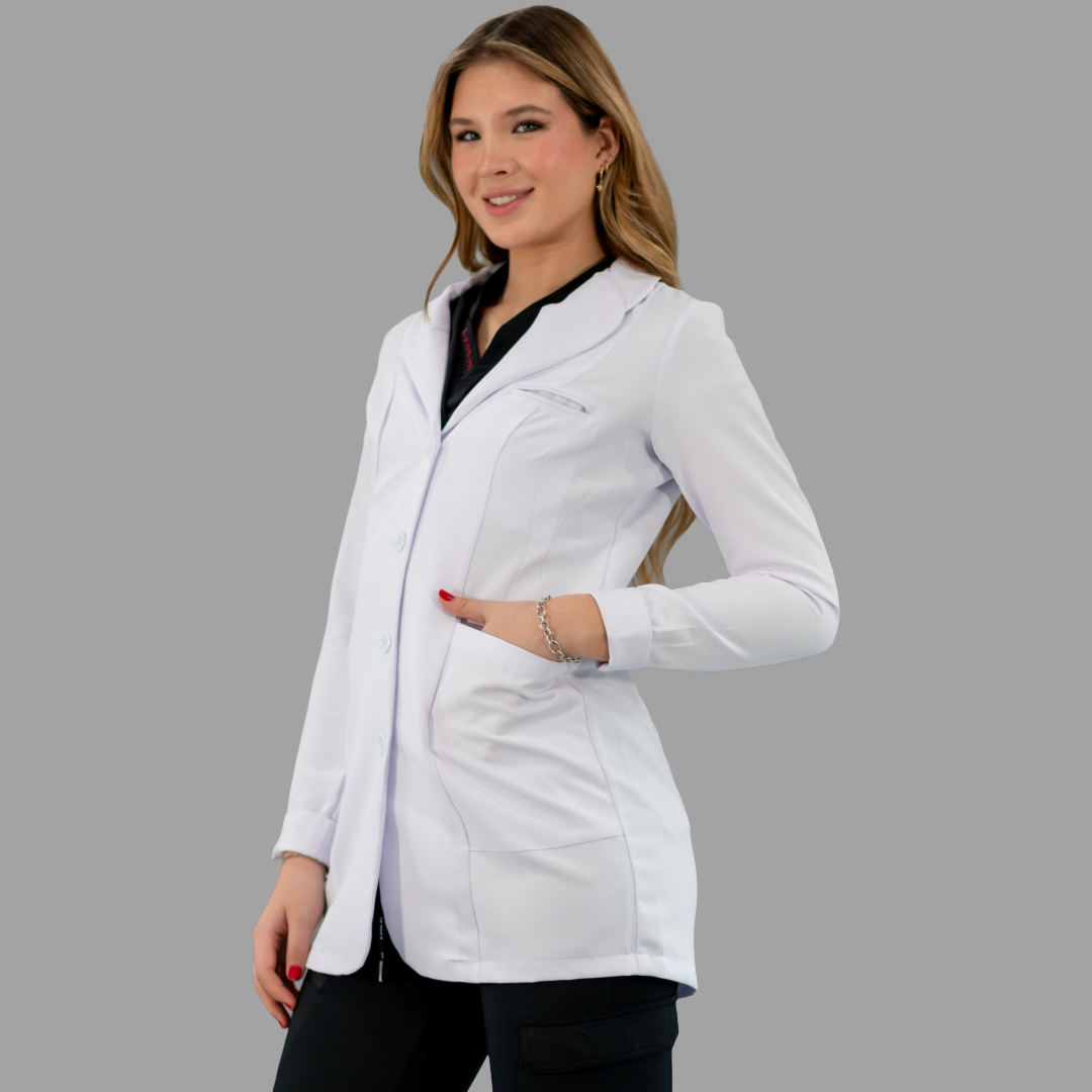 Contoured Fit Pure White Waterproof Women's Lab Coat
