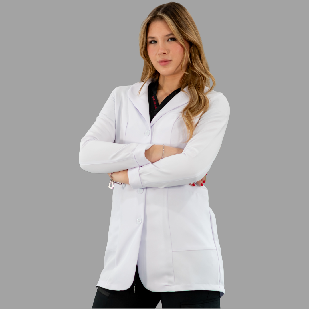 Contoured Fit Pure White Waterproof Women's Lab Coat