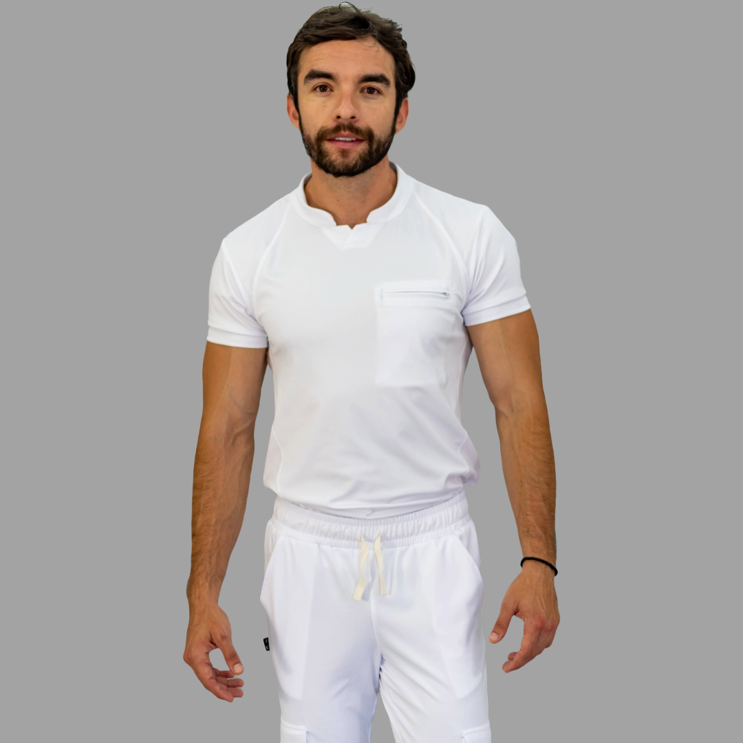 Men's Top 910 White Super Stretch, Scrubs 910