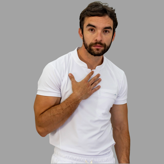 Men's Top 910 White Super Stretch, Scrubs 910