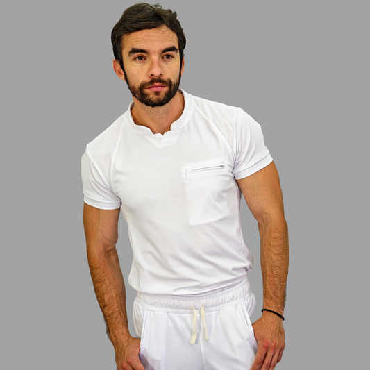 Men's Top 910 White Super Stretch, Scrubs 910