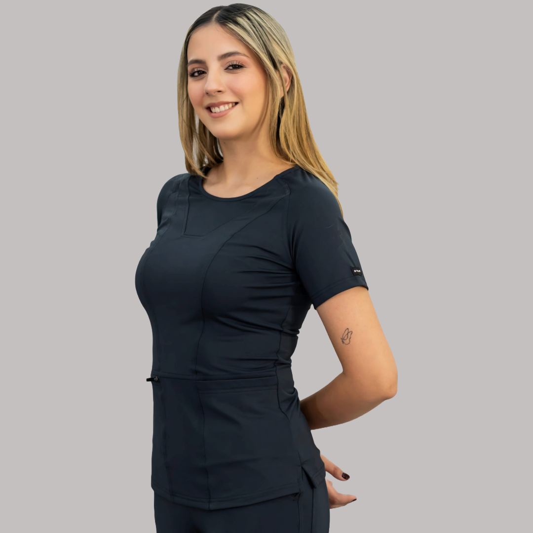 Women's Top 901 Black, Super Stretch Scrubs