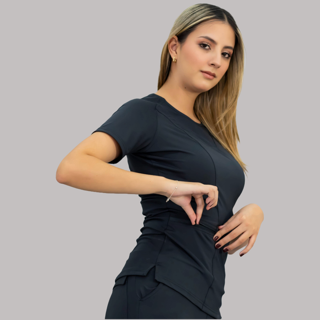 Women's Top 901 Black, Super Stretch Scrubs