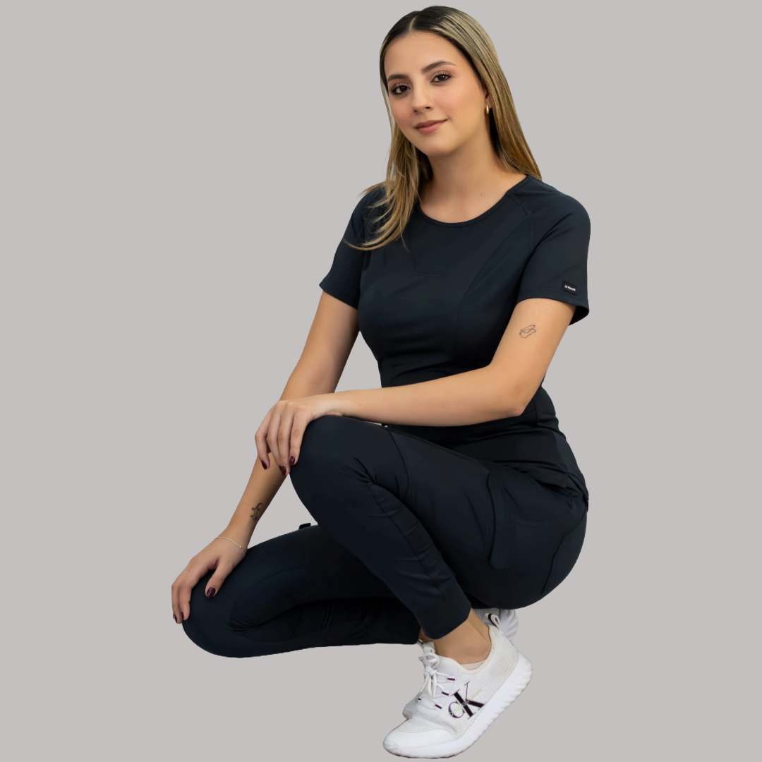 Women's Top 901 Black, Super Stretch Scrubs