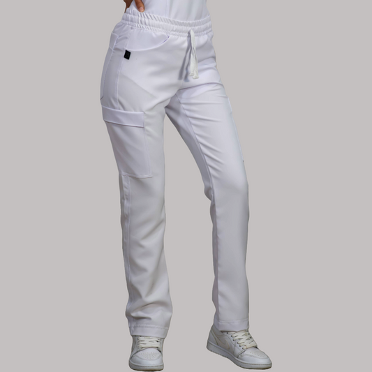 Women's Six Pockets Pants in Pure White, Waterproof