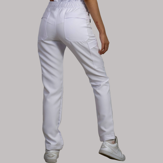 Women's Six Pockets Pants in Pure White, Waterproof
