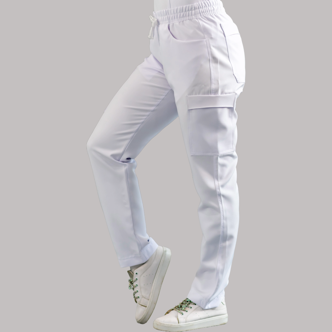 Women's Six Pockets Pants in Pure White, Waterproof